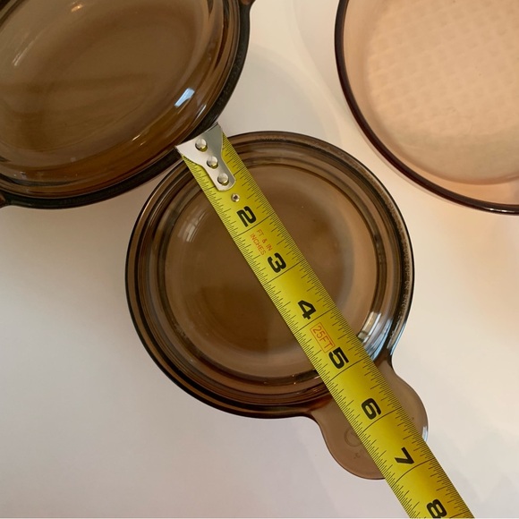 Vintage Pyrex Vision Corning Ware Glassware Pan Grab Heat-N-Eat Amber Set + Lids - Picture 10 of 14